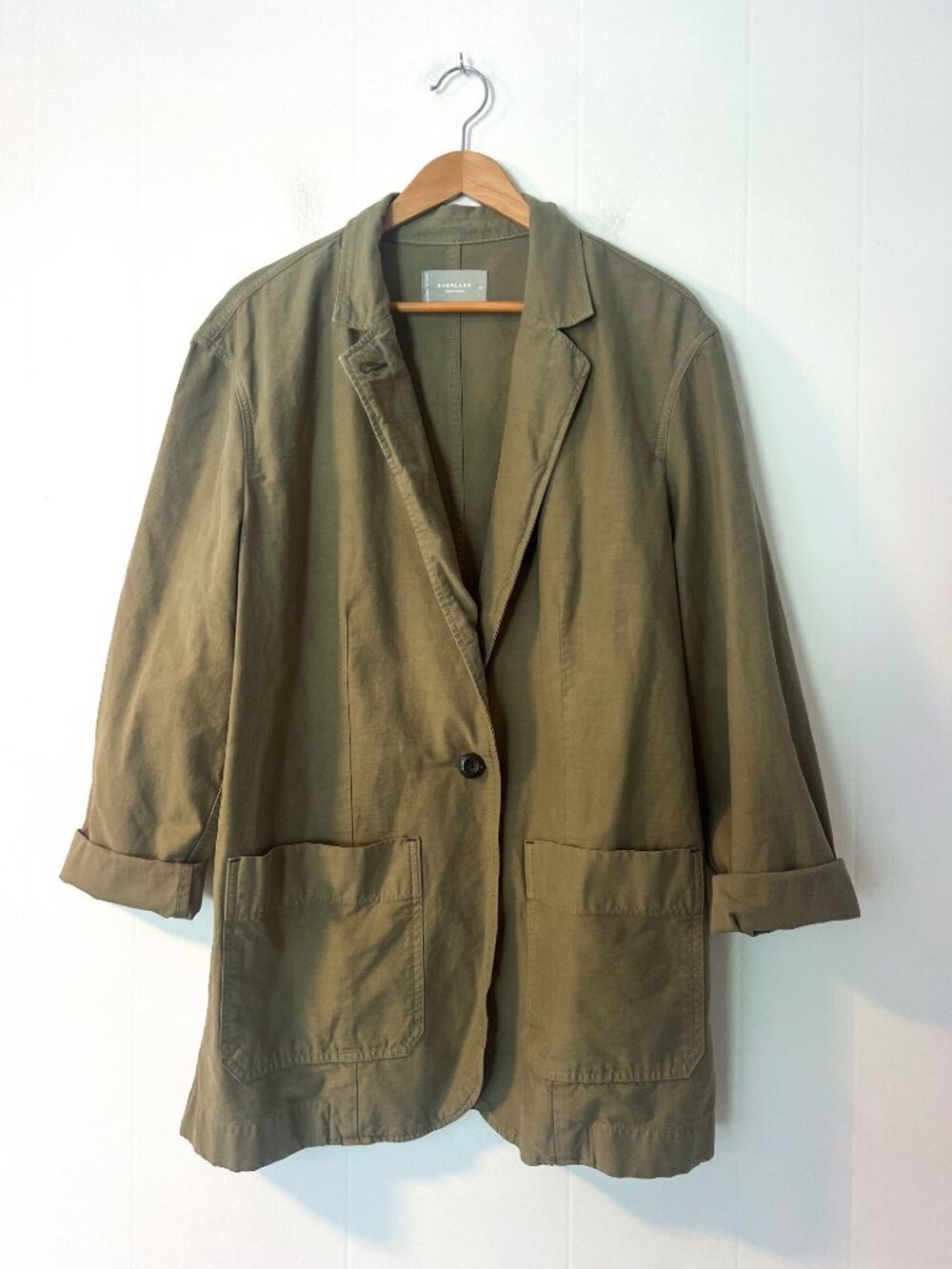 Everlane the fatigue blazer Jacket Chore Coat Army Green Extra Large XL - Picture 6 of 14
